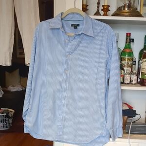 J. Crew Men's Blue Striped button Up Shirt Size Medium